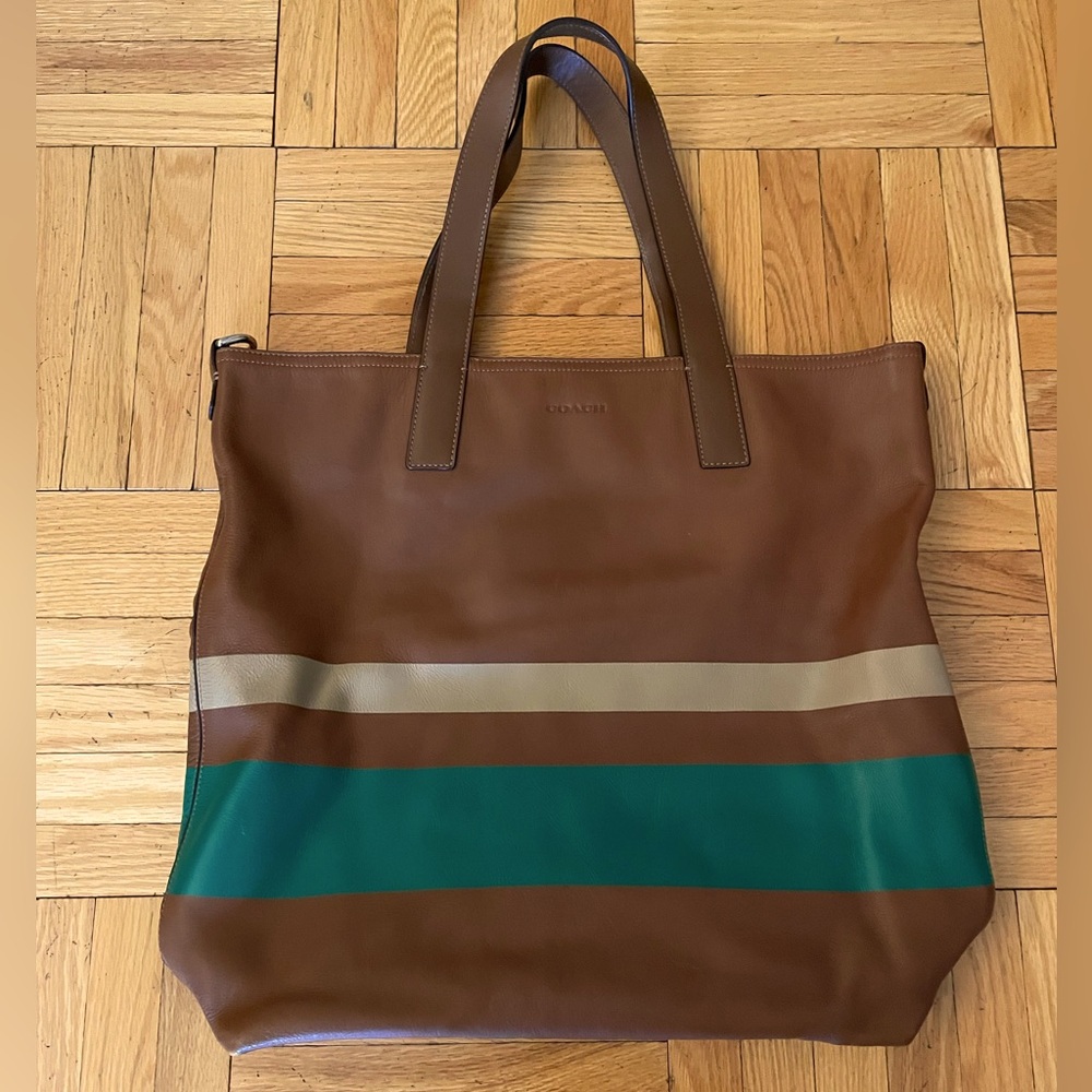 Coach Brown and Green Tote Bag with Classic Design